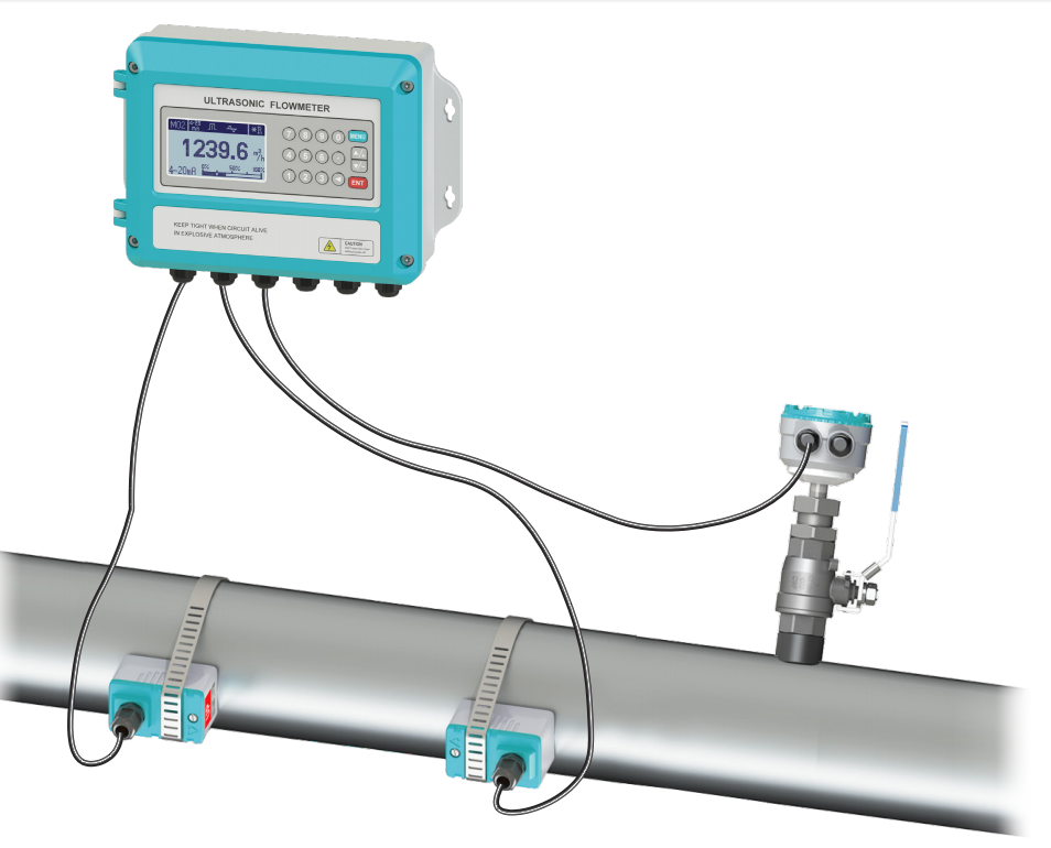 Smart Ultrasonic Flow Meter Clamp on Pipe Ultrasonic Flowmeter Liquid Flow Meter with 4-20mA
